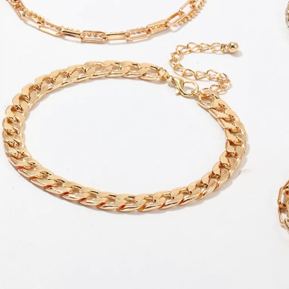 Gold Chain & Rhinestone Anklet Set - Picture 5 of 6
